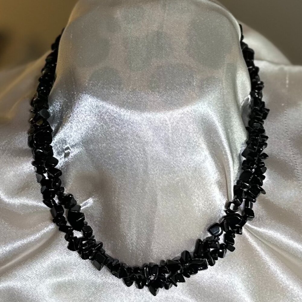 Black Obsidian Chip Necklace